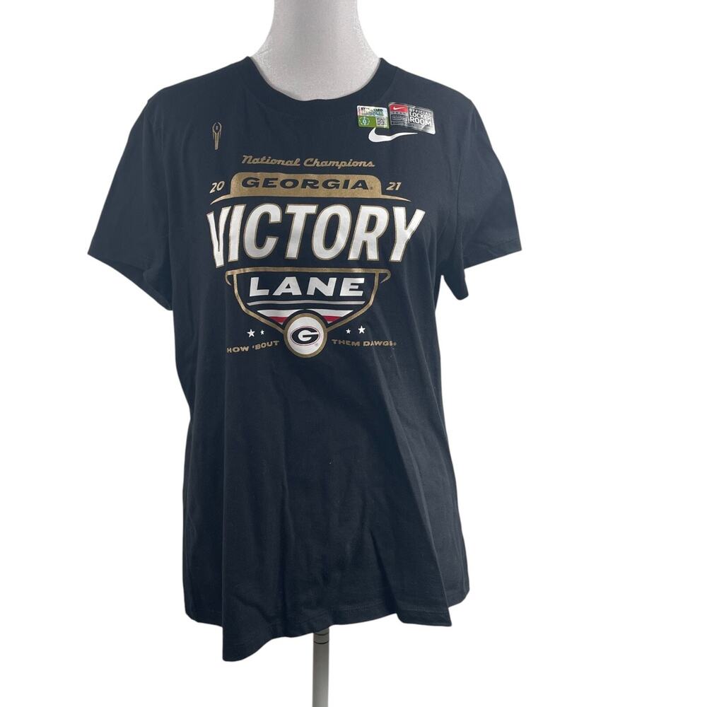 Nike Georgia Bull Dogs National Champions Victory Football T-Shirt Women Sz M